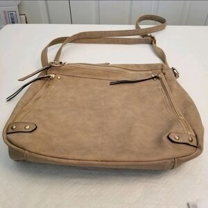 Shoulder Bag / Crossbody Beige 2 Top Zipper 11x12x4 See Photo Flaw